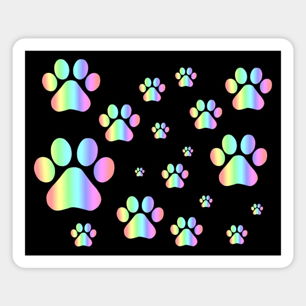 Pastel Rainbow Pawprint Pattern Magnet by Art by Deborah Camp